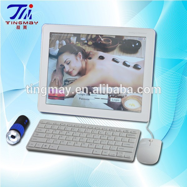 2015 New generation English system portable skin analyzer machine with touch screen and keyboard