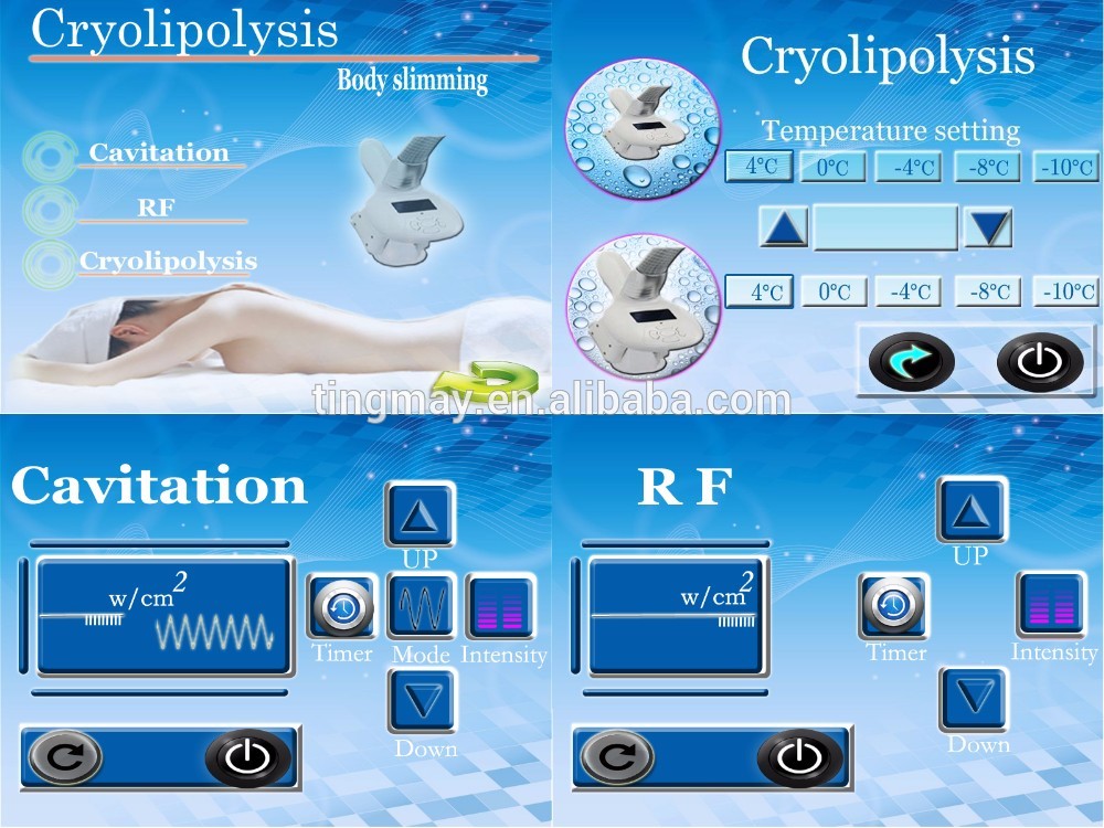 China manufacturer 2 cryo handles work toghter cryolipolysis cavitation RF slimming machine
