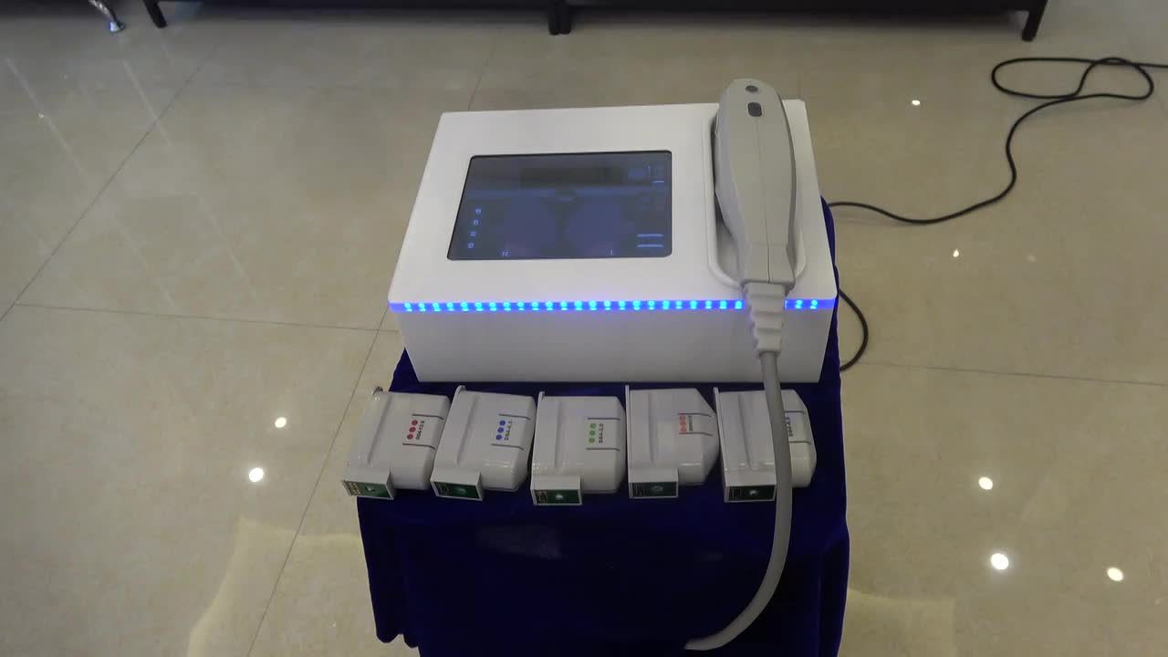 2019 portable hifu machine with 3 or 5 cartridges for face lift anti wrinkle body slimming